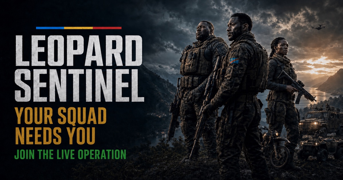Leopard Sentinel operators assemble above Lake Kivu.